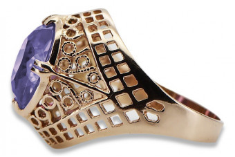 Russische sowjetische Rose 14 Karat 585 Gold Alexandrit Rubin Smaragd Saphir Zirkon Ring vrc030