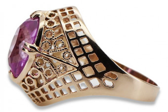 Ruso soviético rosa 14k 585 oro Alejandrita Rubí Esmeralda Zafiro Circón anillo vrc030