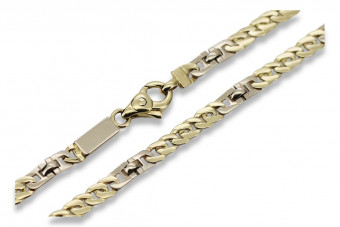 Italian yellow white 14k gold 585 solid gourmeta chain cc043yw