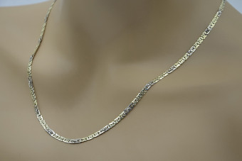 Italienische Gourmeta-Kette aus 14-karätigem Gold und 585er Gelb-Weiß, massiv, cc043yw