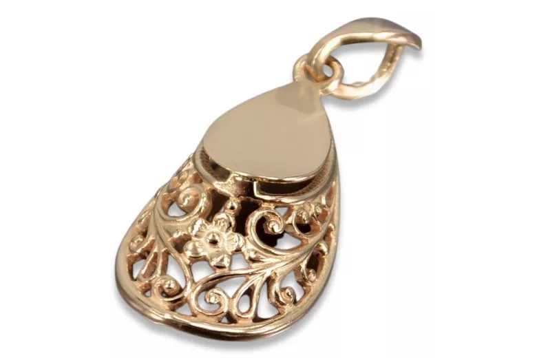 Pendentif fer à cheval style vintage en or rose 14 carats 585 Pas de pierres vpn074