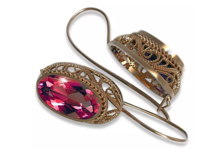 Russe soviétique argent rose or plaqué 925 Alexandrite Rubis Émeraude Saphir Aigue-marine Zircon ... Boucles d’oreilles vec023rp