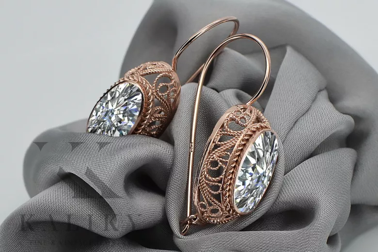 Vintage silver rose gold plated 925 Cubic Zircon earrings vec023rp