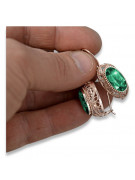 Vintage silver rose gold plated 925 Emerald earrings vec023rp