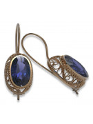 Vintage silver rose gold plated 925 Sapphire earrings vec023rp