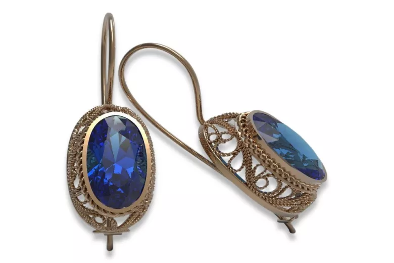 Vintage silver rose gold plated 925 Sapphire earrings vec023rp