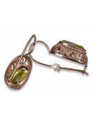 Vintage silver rose gold plated 925 yellow peridot earrings vec023rp