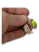 Vintage silver rose gold plated 925 yellow peridot earrings vec023rp