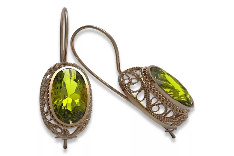 Vintage silver rose gold plated 925 yellow peridot earrings vec023rp