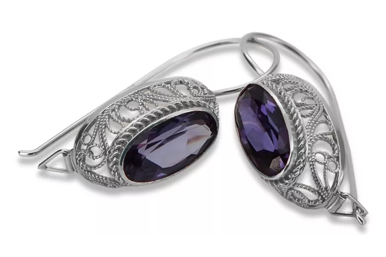 Vintage silver 925 Alexandrite earrings vec023s Vintage