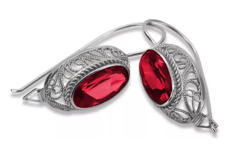 Vintage silver 925 Ruby earrings vec023s