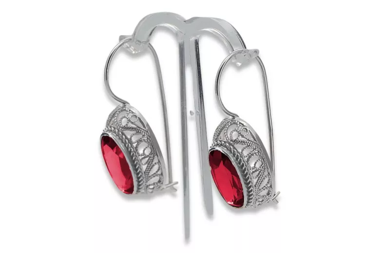 Vintage silver 925 Ruby earrings vec023s