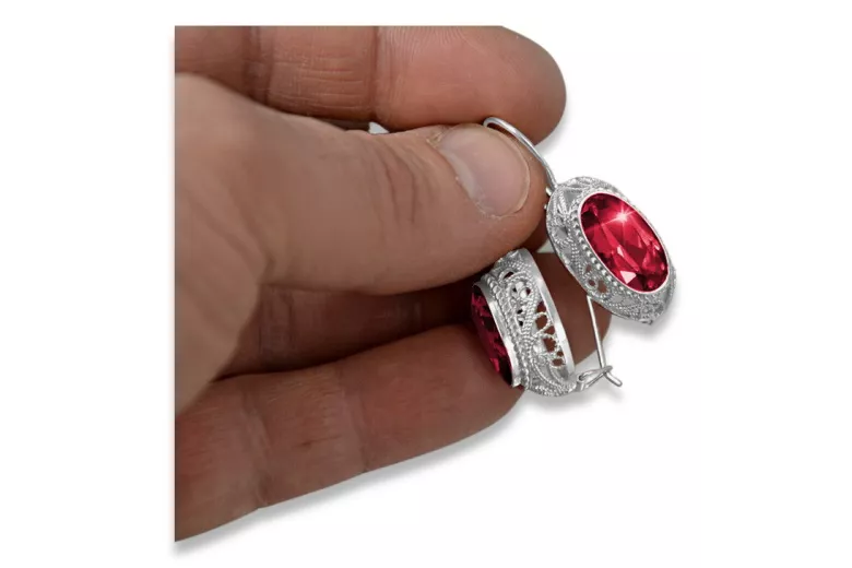 Vintage silver 925 Ruby earrings vec023s