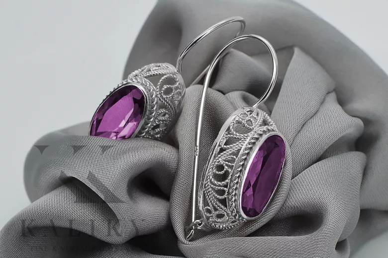 Vintage silver 925 amethyst earrings vec023s