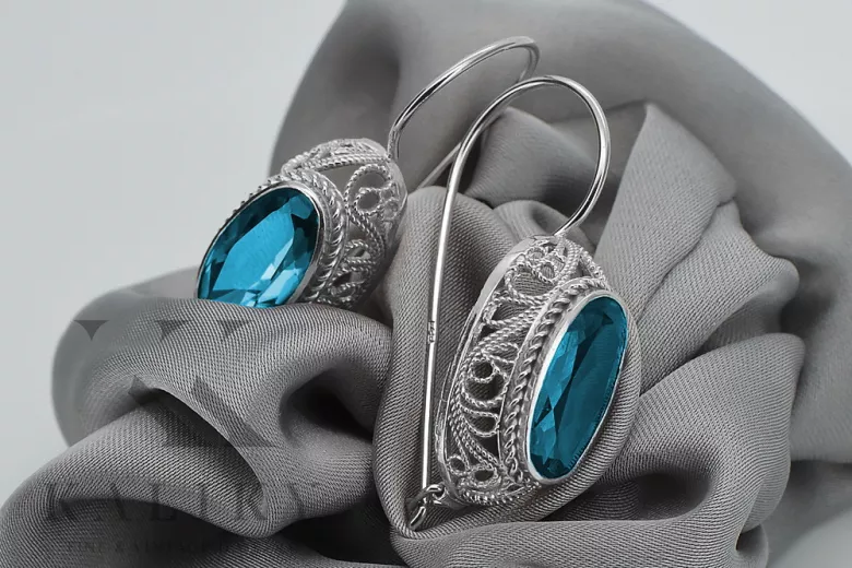 Vintage silver 925 aquamarine earrings vec023s