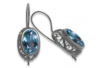 Vintage silver 925 aquamarine earrings vec023s