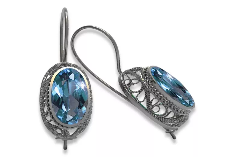 Vintage silver 925 aquamarine earrings vec023s