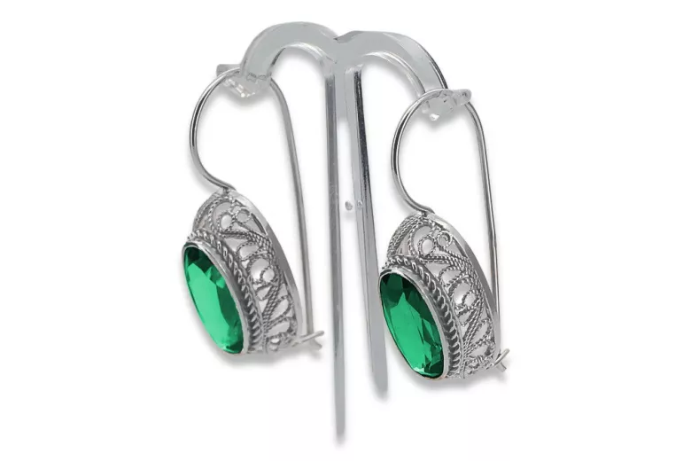 Vintage silver 925 Emerald earrings vec023s