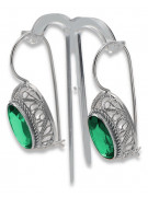 Vintage silver 925 Emerald earrings vec023s