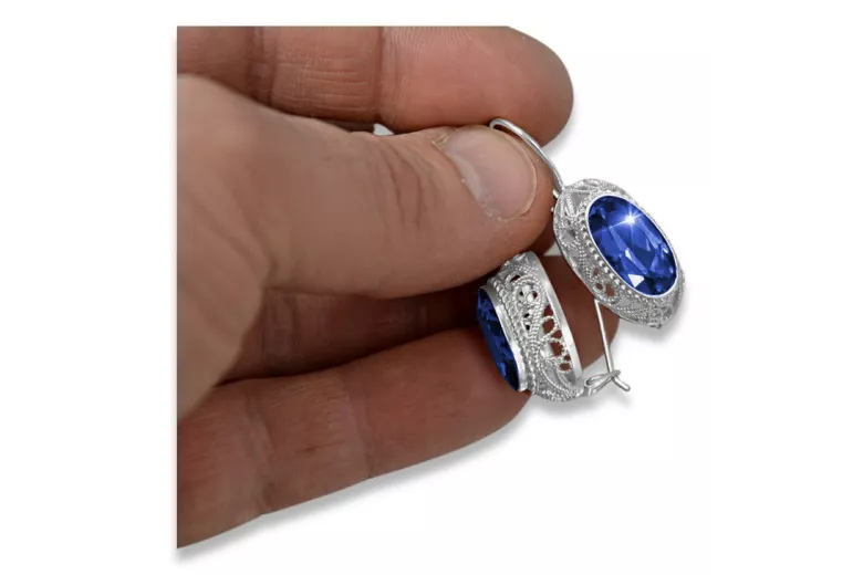 Vintage silver 925 Sapphire earrings vec023s