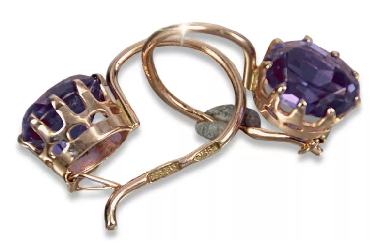 Russe soviétique argent rose or plaqué 925 Alexandrite Rubis Émeraude Saphir Aigue-marine Zircon ... Boucles d’oreilles VEC196RP