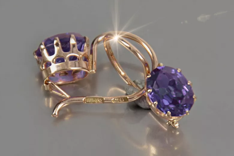 Rusă sovietică de argint a crescut placat cu aur 925 Alexandrite Ruby Emerald Safir Aquamarine Zircon ... cercei vec196rp