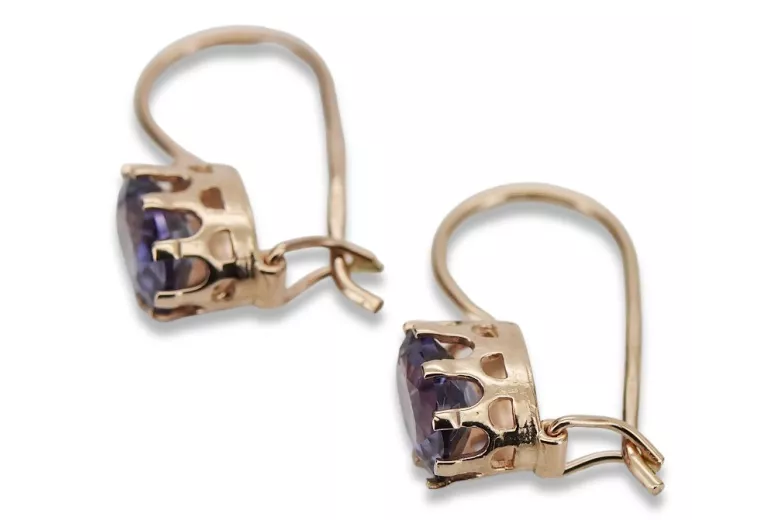 Vintage silver rose gold plated 925 Alexandrite earrings vec196rp