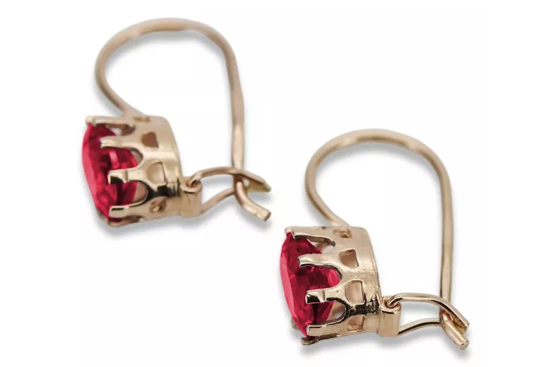 Vintage silver rose gold plated 925 Ruby earrings vec196rp