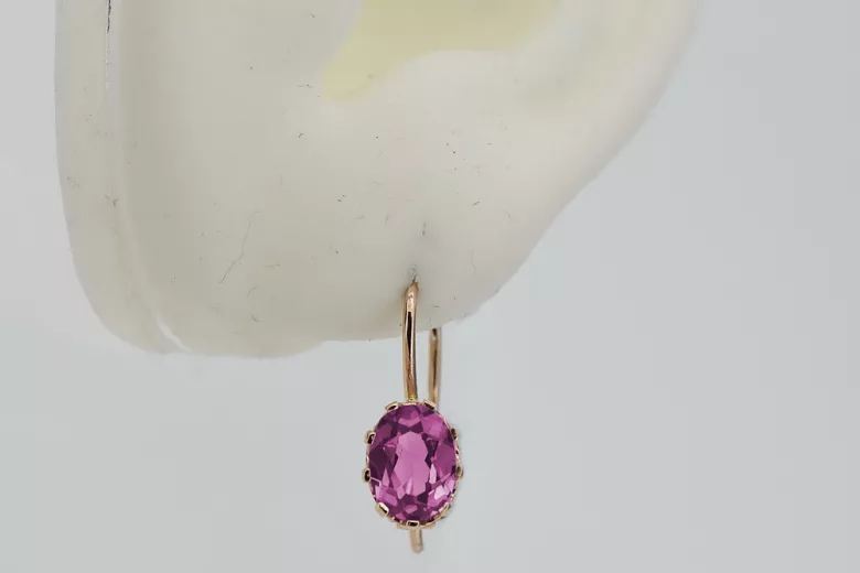 Russe soviétique argent rose or plaqué 925 Alexandrite Rubis Émeraude Saphir Aigue-marine Zircon ... Boucles d’oreilles VEC196RP