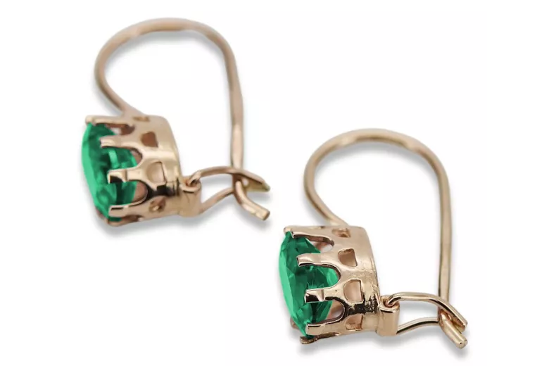 Vintage silver rose gold plated 925 Emerald earrings vec196rp