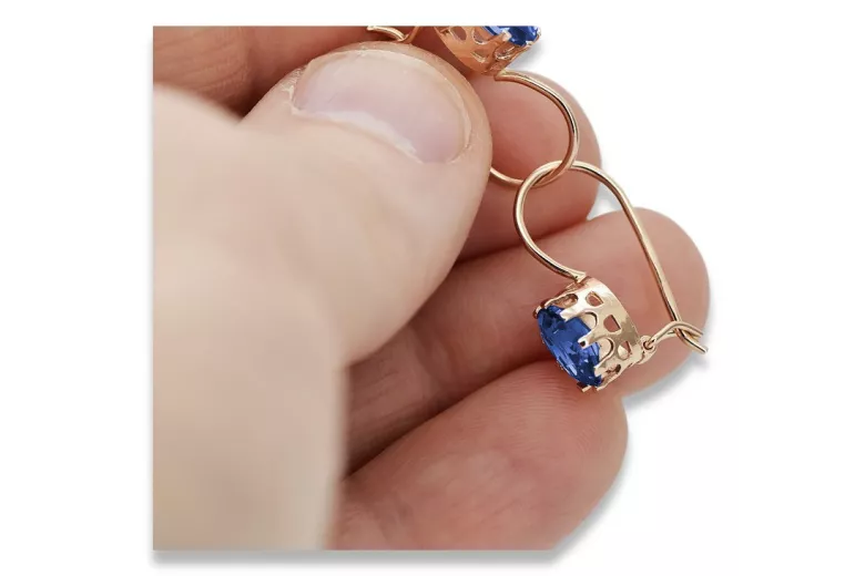 Vintage silver rose gold plated 925 Sapphire earrings vec196rp