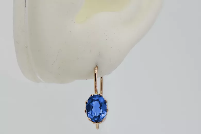 Vintage silver rose gold plated 925 Sapphire earrings vec196rp