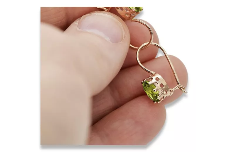 Vintage silver rose gold plated 925 yellow peridot earrings vec196rp