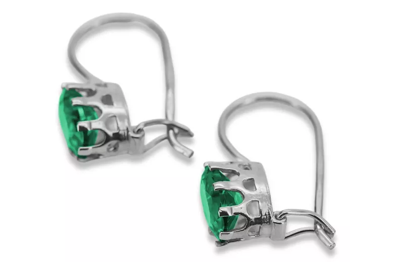 Vintage Vintage 925 Silver Emerald earrings vec196s