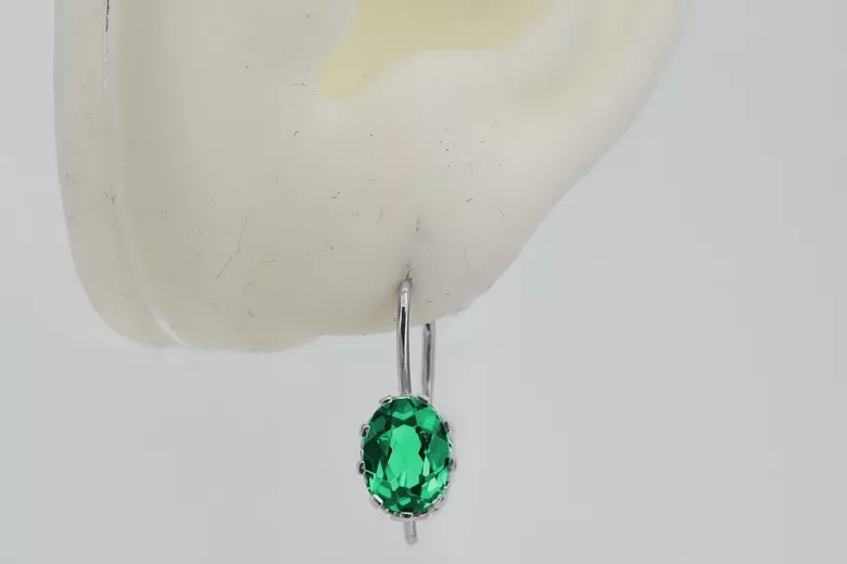 Vintage Vintage 925 Silver Emerald earrings vec196s