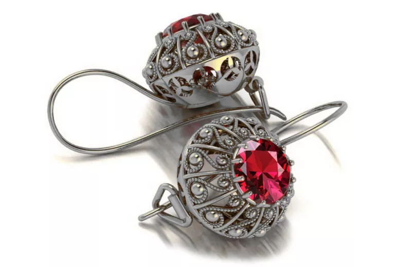 Vintage Vintage 925 Silver Ruby earrings vec002s