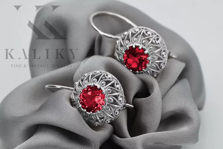 Vintage Vintage 925 Silver Ruby earrings vec002s