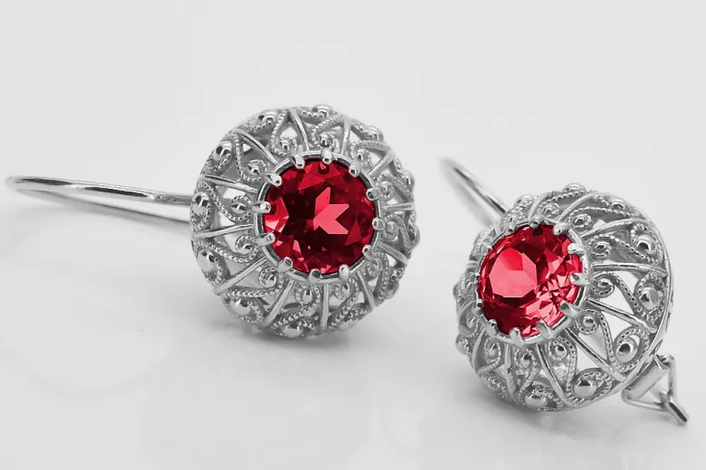 Vintage Vintage 925 Silver Ruby earrings vec002s