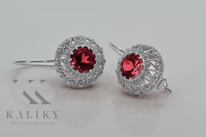 Vintage Vintage 925 Silver Ruby earrings vec002s