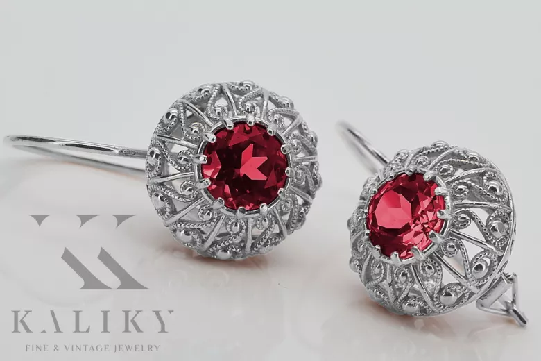 Vintage Vintage 925 Silver Ruby earrings vec002s