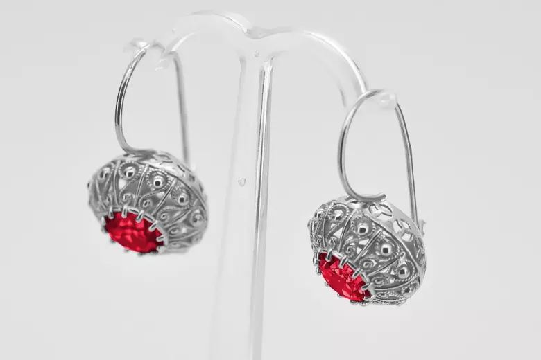 Vintage Vintage 925 Silver Ruby earrings vec002s