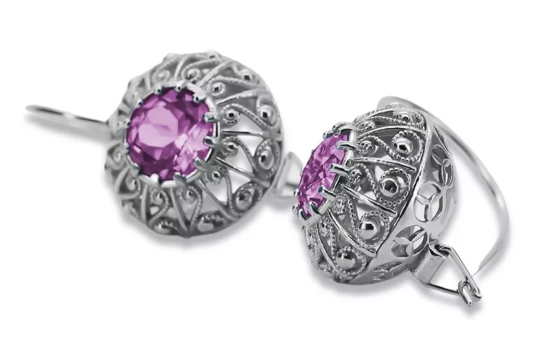 copy of Russe soviétique argent 925 Alexandrite Rubis Émeraude Saphir Aigue-marine Zircon ... Boucles d’oreilles vec002s