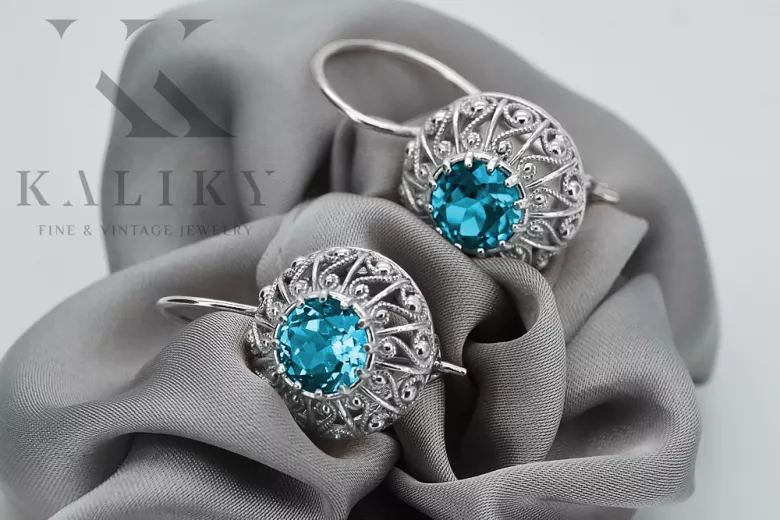 Vintage Vintage 925 Silver Aquamarine earrings vec002s