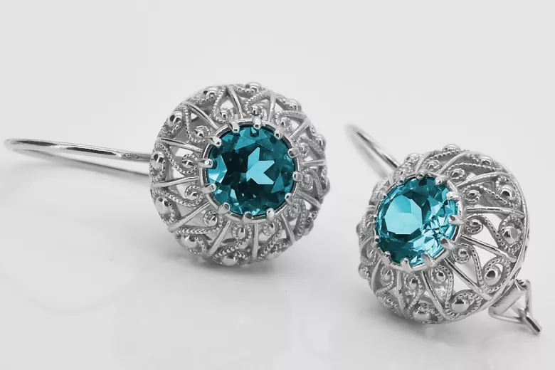 copy of Russe soviétique argent 925 Alexandrite Rubis Émeraude Saphir Aigue-marine Zircon ... Boucles d’oreilles vec002s