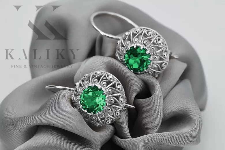 Vintage Vintage 925 Silver Emerald earrings vec002s