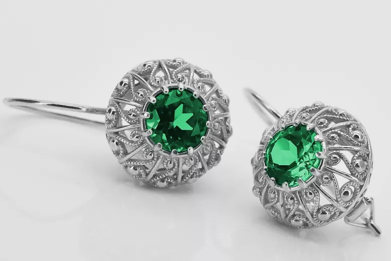 Vintage Vintage 925 Silver Emerald earrings vec002s