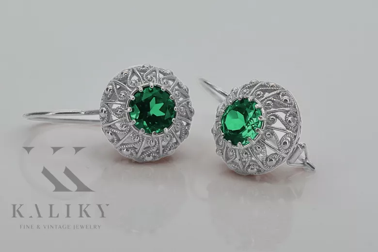 Vintage Vintage 925 Silver Emerald earrings vec002s