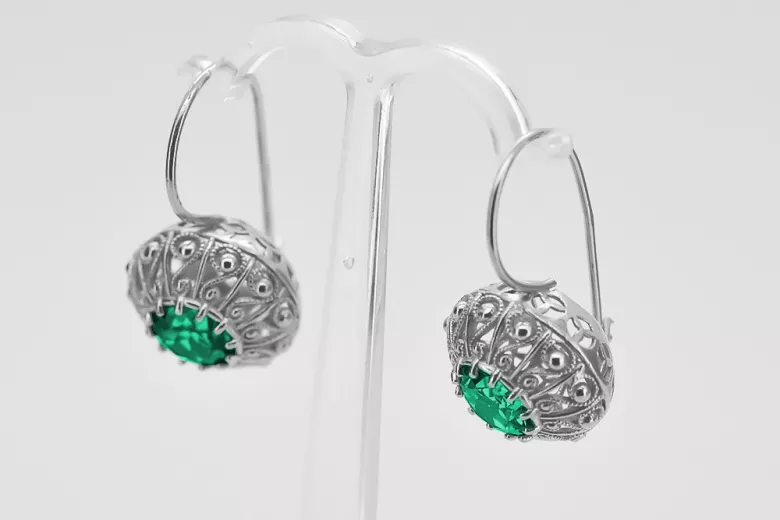 Vintage Vintage 925 Silver Emerald earrings vec002s