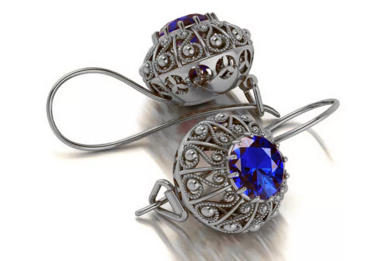 Vintage Vintage 925 Silver Sapphire earrings vec002s