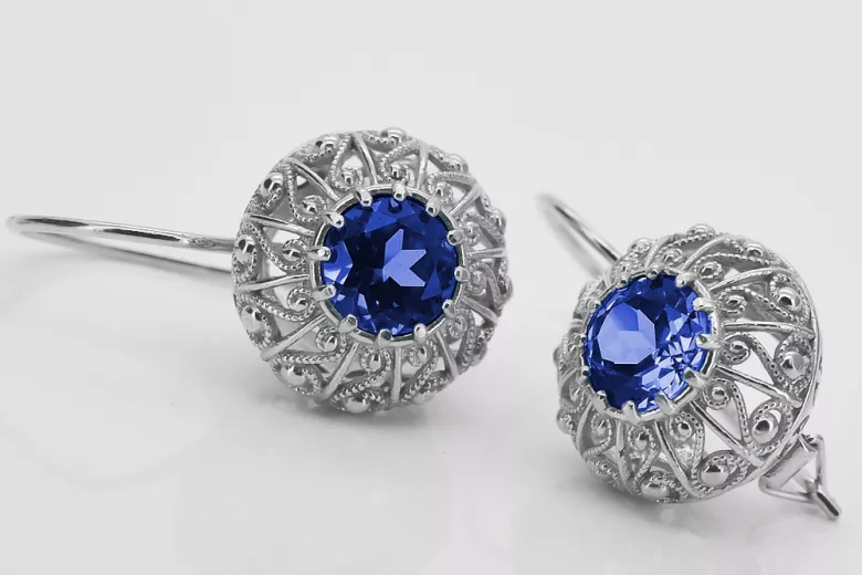 Vintage Vintage 925 Silver Sapphire earrings vec002s